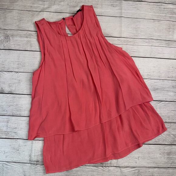 J. Crew Women's Tiered Crepe Sleeveless Top Coral Size 2 - Picture 2 of 6